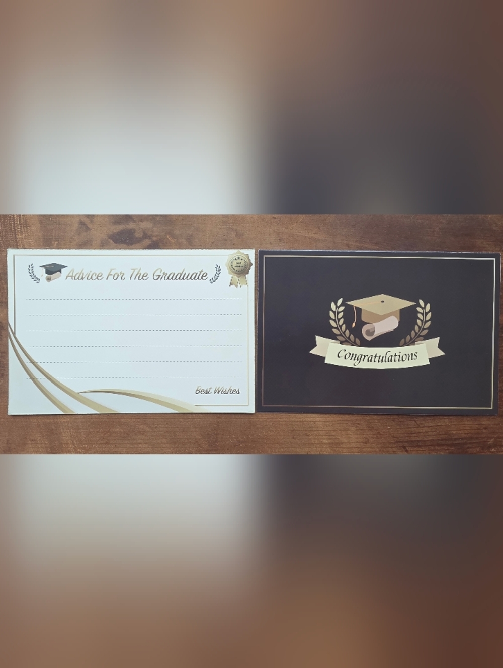 Graduation Note Cards - White and Dark Brown with Gold Accents